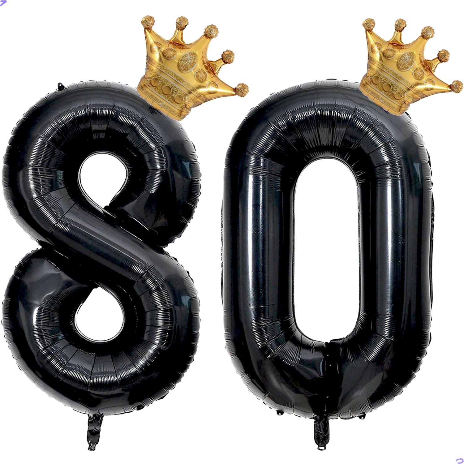 40 inch Large Black 80 Balloon Number with Gold Crown Balloons 80th Birthday Big Foil Mylar Helium Balloon for Women Man 80th Birthday Anniversary Decorations Supplies Favors(Number 80 Balloons）