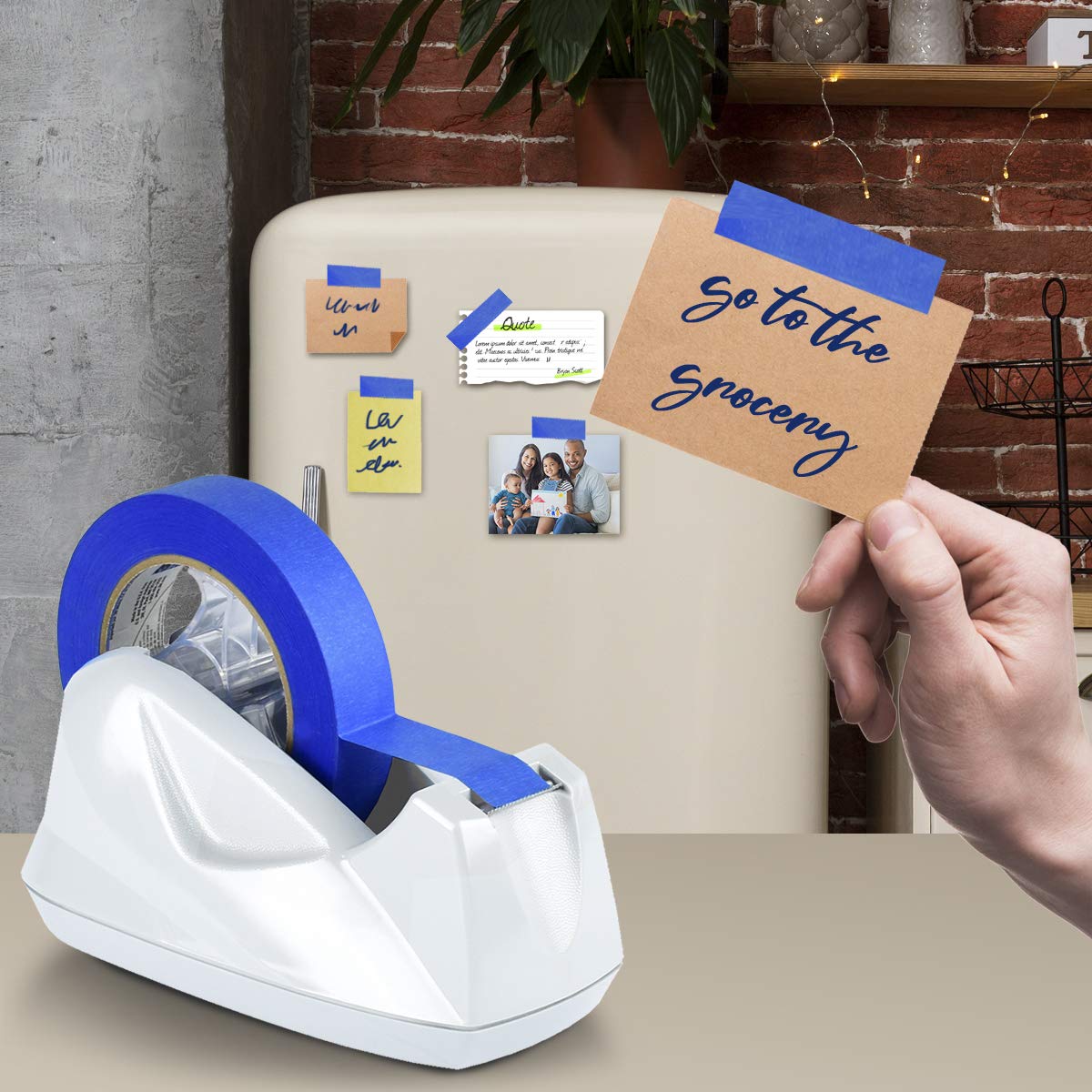 Acrimet Premium Dispensador de Cinta de Escritorio, Jumbo, Portarrollos de Sobremesa, Plástico, Base Antideslizante (Servicio Pesado) (Color Blanco)
