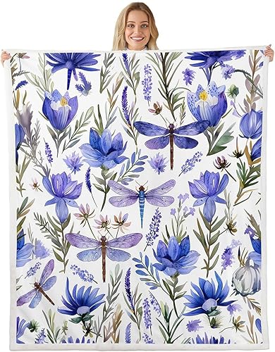Miniatura 10 de Manfei Butterfly Flannel Fleece Throw Blanket 60"x80" Country Rustic Flowers Fuzzy Blanket for Sofa Couch Nature Plant All Season Bed Blankets Plush