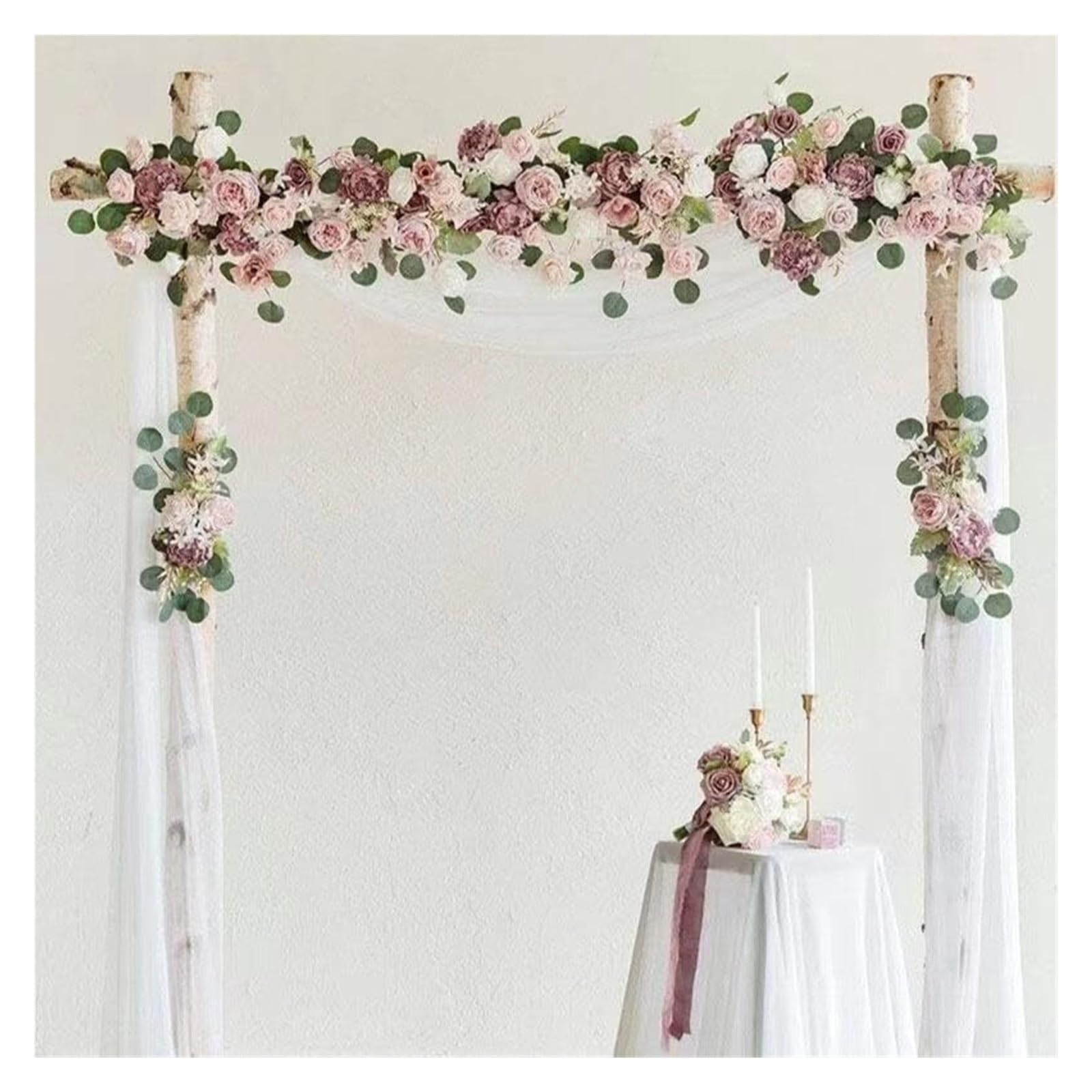 Künstliche Bogenblumen Bogen Blumen, Hochzeitsbogen, drapierter Stoff, Hochzeitsblumen, Girlanden, Blumenarrangement, Swag for Zeremonie und Empfang, Hintergrunddekoration, Rosa