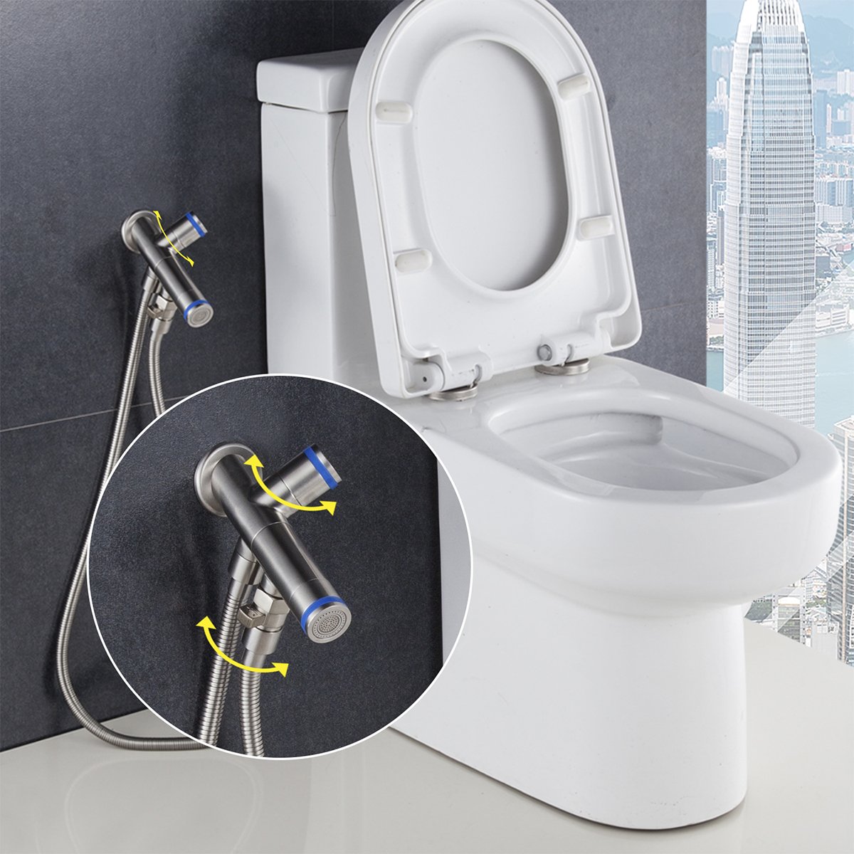 CIENCIA Bidet Spruzzatore in Acciaio Inossidabile Doccetta Portatile Bidet Magnetico Kit Doccetta WC per Bidet e Toilette, WS031F