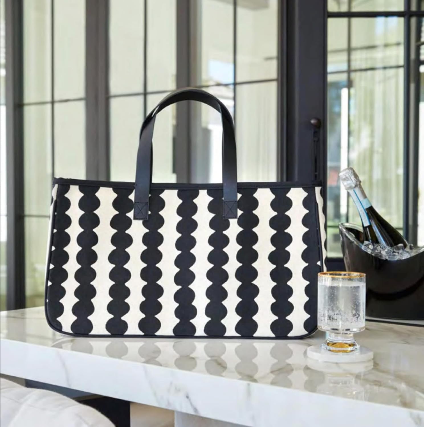 Santa Barbara Design Studio Tote Bags Hold Everything Women's Canvas Shoulder Bag with Waterproof Lining, 20" x 11", Natural/Grey Flowers - Image 2