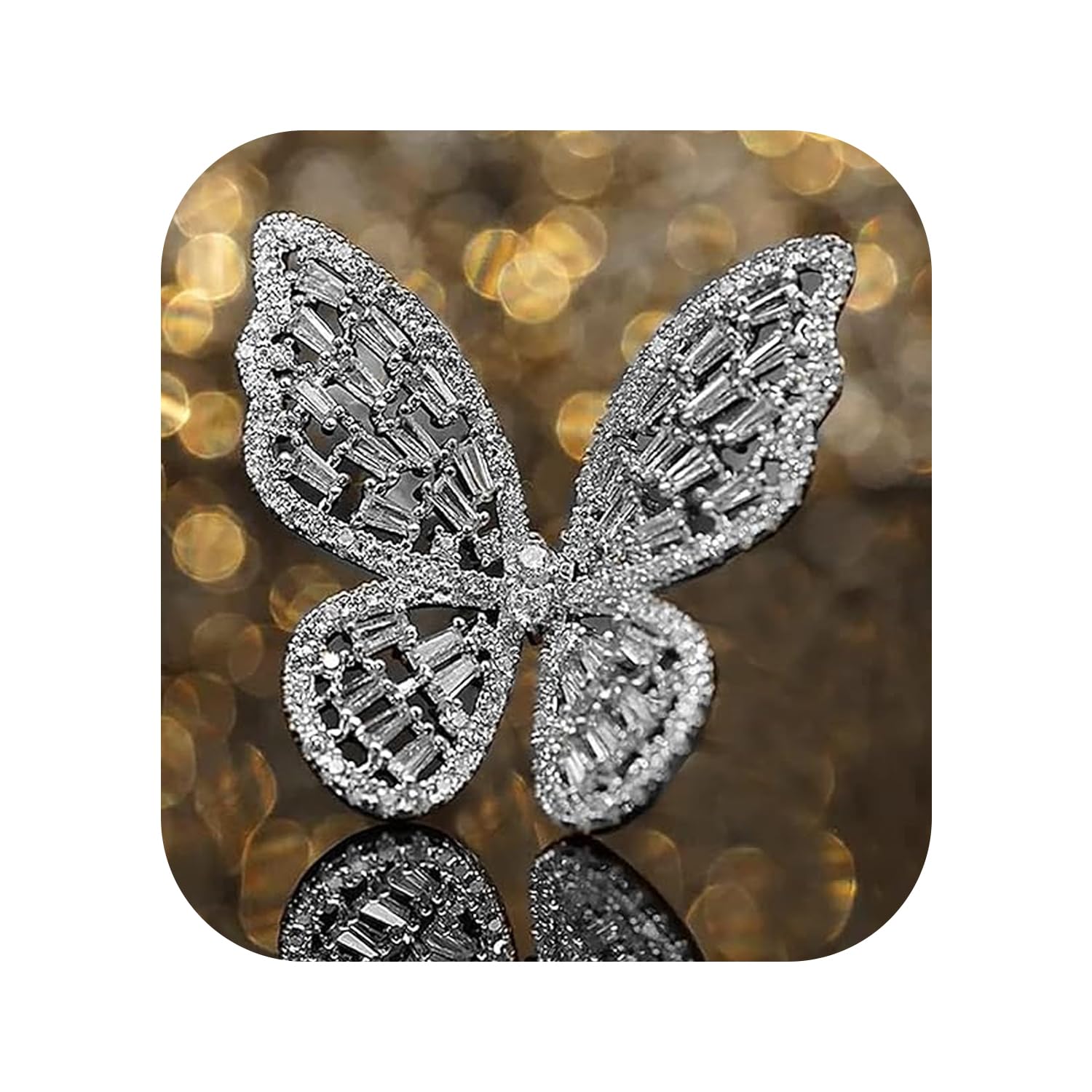 Fashions Silver Crystal Stone Saree Pins Broach Coat Dress Gown Shawl Wedding Bridal Butterfly Brooch pin for Women Girls