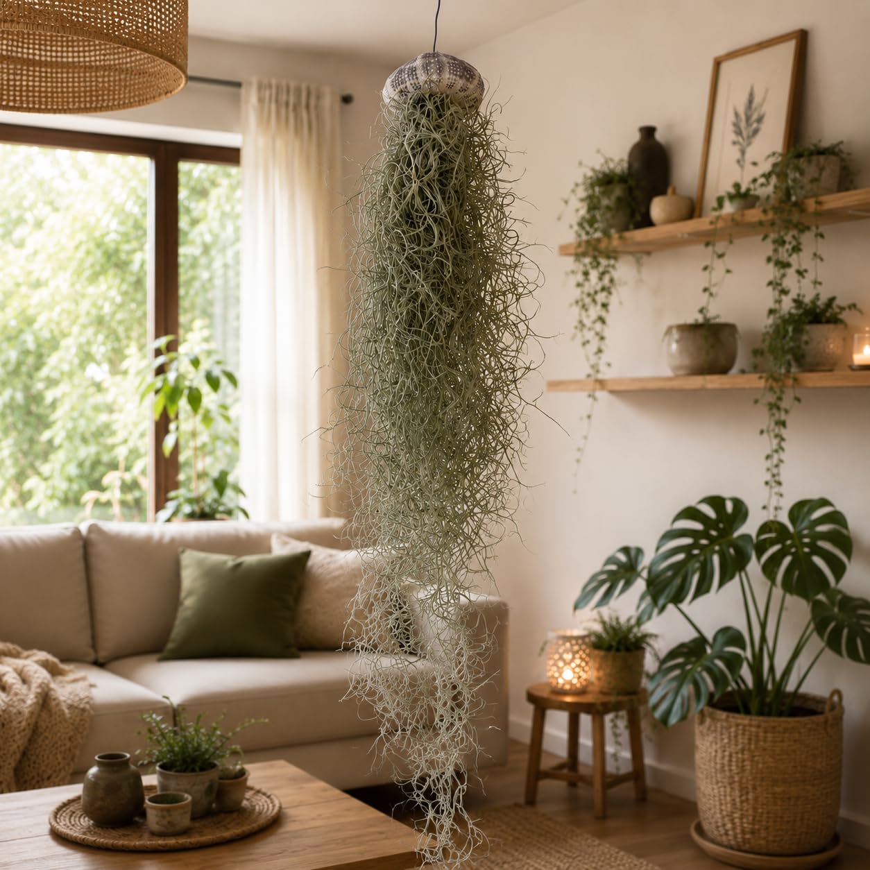 vdvelde․com - Jellyfish decoro 3 pezzi, piante aeree in ricci di mare | Tillandsia viva senza terra, regalo originale per il bagno o il terrario, con spray nutriente