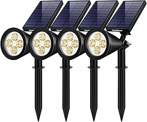 InnoGear Solar Outdoor Lights, Solar Lights Outdoor Waterproof Solar Spot Lights Outdoor Spotlight for Yard Landscape Lighting Wall Lights Auto On/Off for Pathway Garden, Pack of 4 (Warm White)