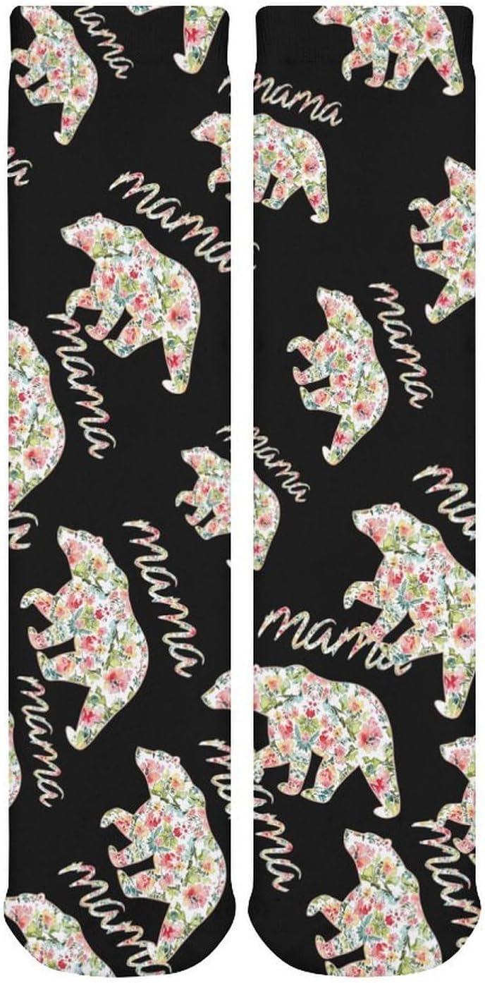 Floral Mama-bears Knee High Socks Casual Long Stockings Over Calf Sock Tube for Women Men
