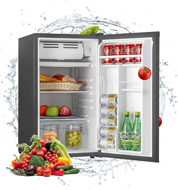 Compact Refrigerator Mini Refrigerator Small Drink Food Storage Machine for Dorm, Garage, Camper, Basement or Office, Single Door Mini Fridge, 3.2 Cu.Ft (Black)