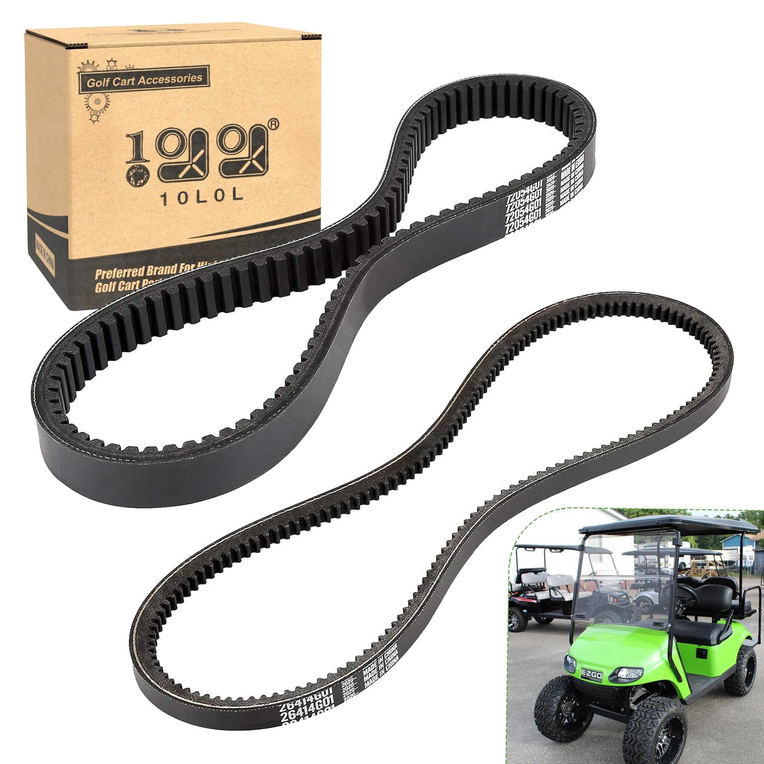 10L0L Clutch Drive & Starter Belts Kit for EZGO TXT Medalist, Marathon