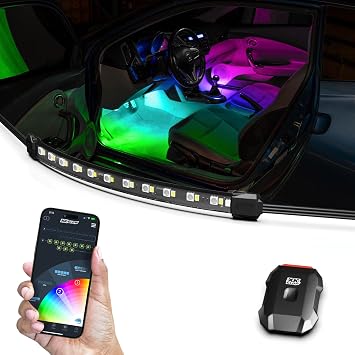 XKmax LED Underglow Light Kit with RGBW Color Chasing | App-Controlled Mini Interior Kit