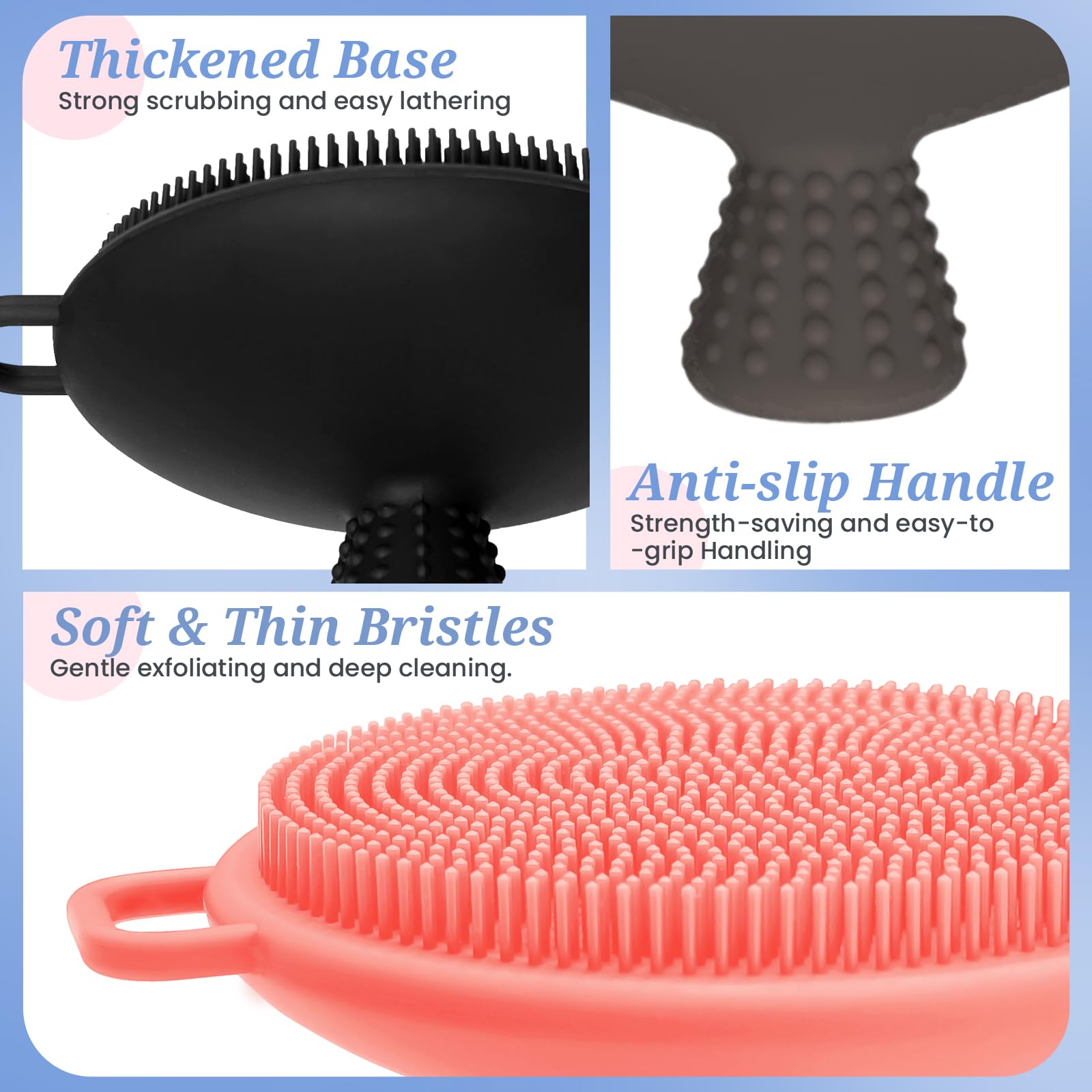 Scrubber per il viso in silicone da donna, esfoliante manuale con setole morbide e manico antiscivolo, spazzola delicata per il viso per una schiuma eccellente e una pulizia profonda (rosa)