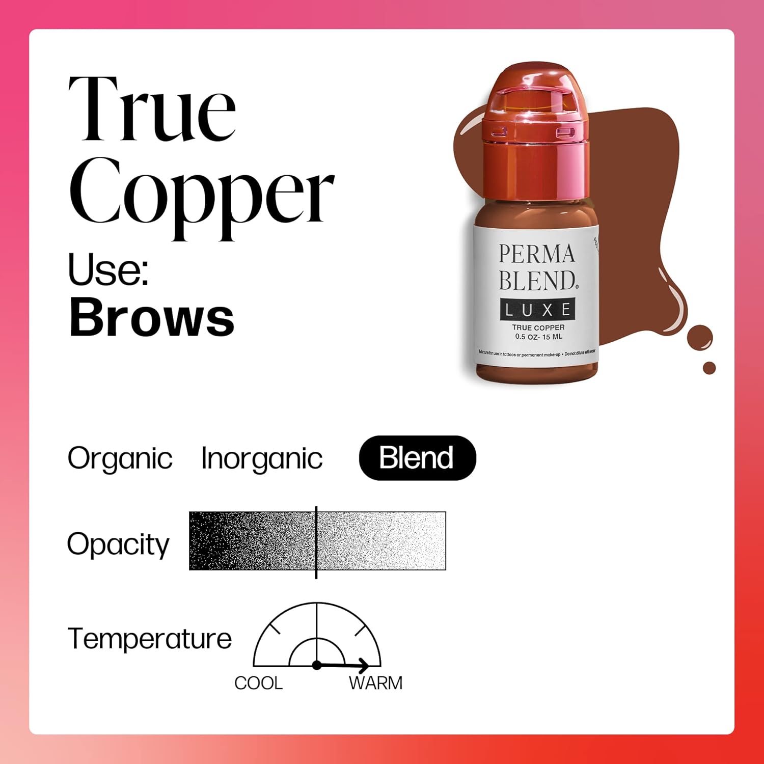 Luxe - True Copper - Microblading Ink to Enhance Lip Color - Lip Tattoo & Lip Blushing Supplies for Permanent Lip Color - Orange Red Lip Blush - Vegan (0.5 oz)