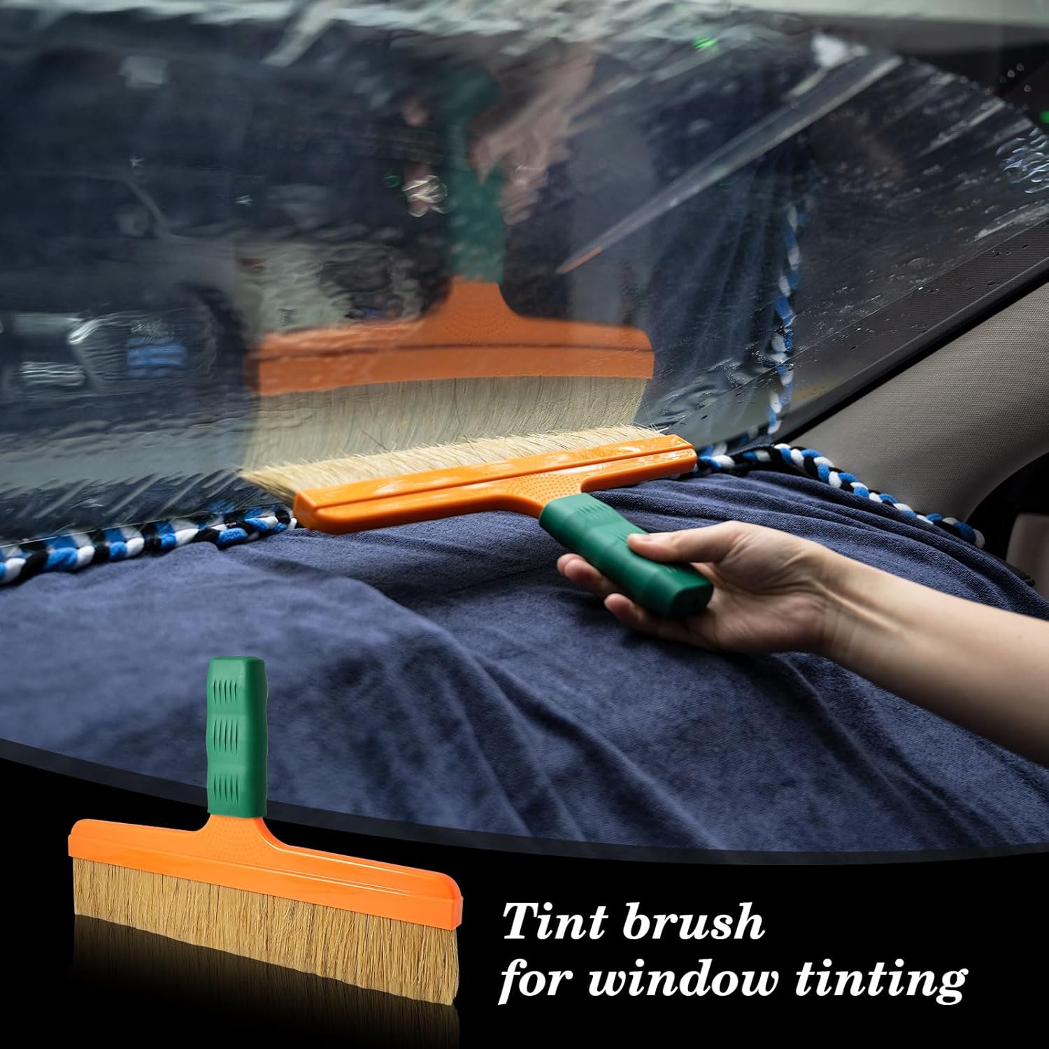 NEWISHTOOL Professional Window Tint Tools Kit, Tint & PPF Brush 12” Car Detailing Brush, 8 Inch Window Tint Squeegee PPF Tools, Auto Tinting Knife and Extra 10 PCS Black Blades for Vinyl Wrapping