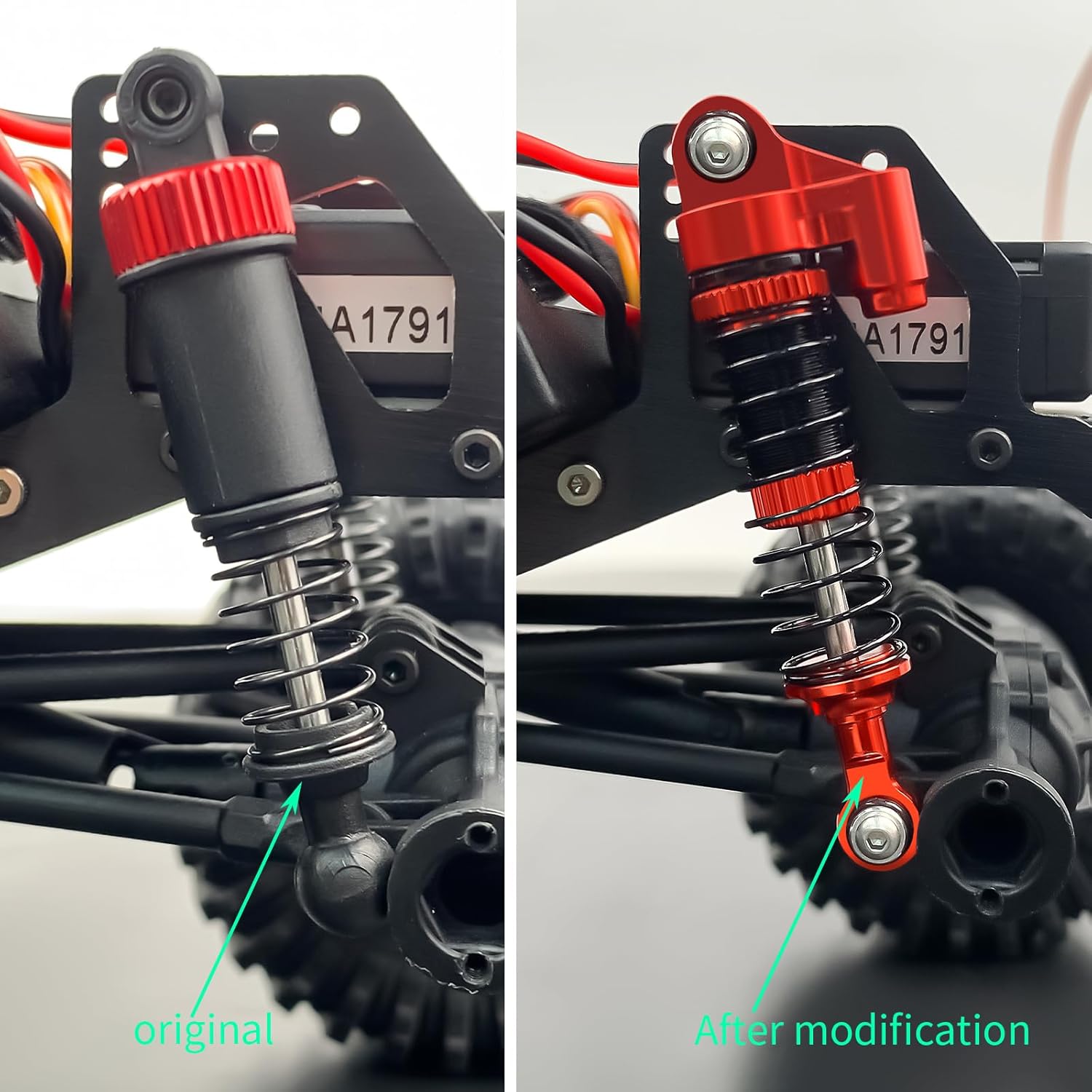 QUE-T 2.09 inch Shocks Kits for Redcat Ascent18 Aluminium Shock Absorber 1/18 RC Crawler Upgrade Parts,Pack of 4 (Black)