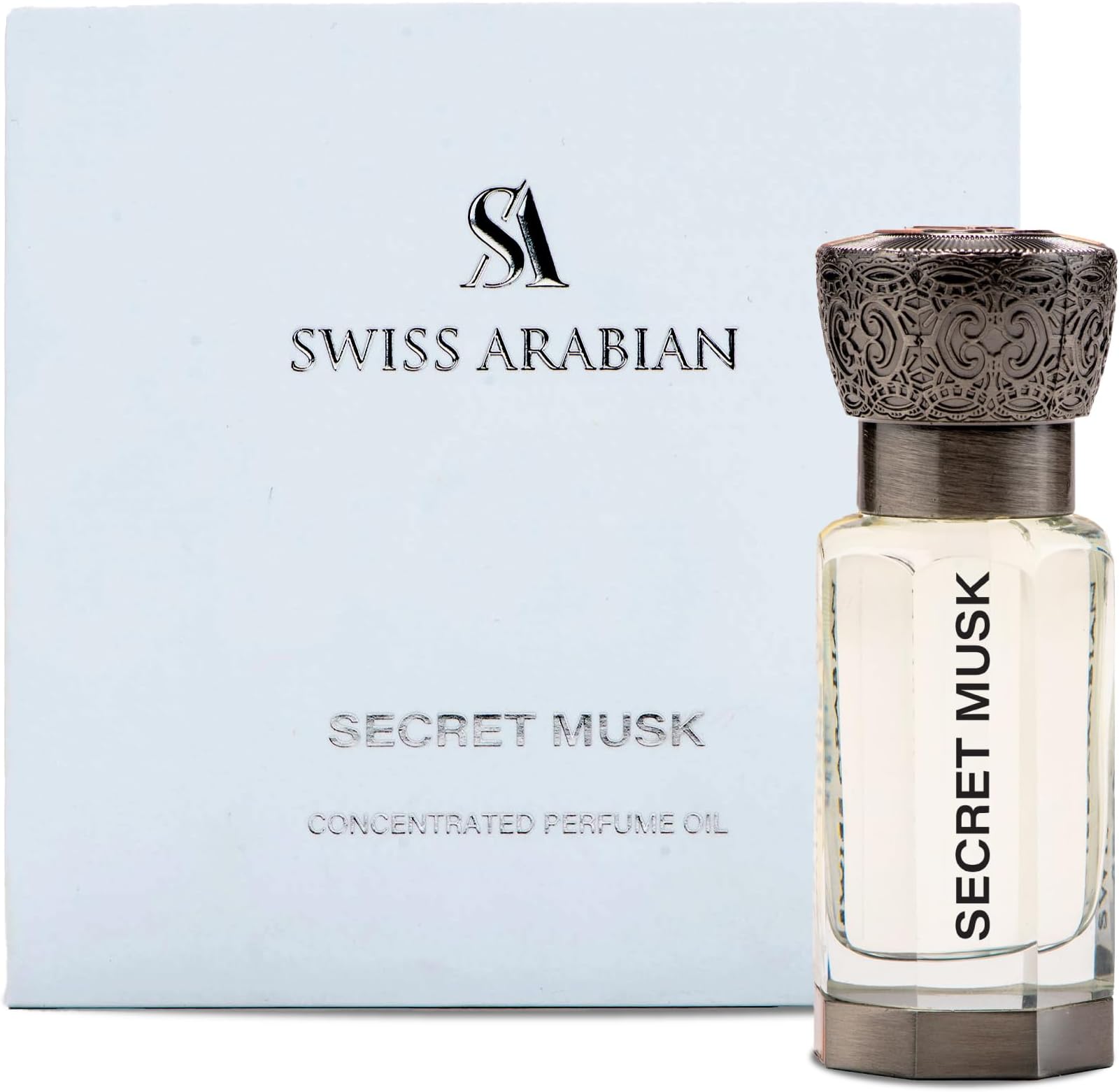Swiss Arabian Secret Musk Concentrated Perfume Oil, 12ml, Premium Quality Perfume Oil, Unisex Fragrance, Floral, Musk, Luxurious Blend Perfume for Women and Men