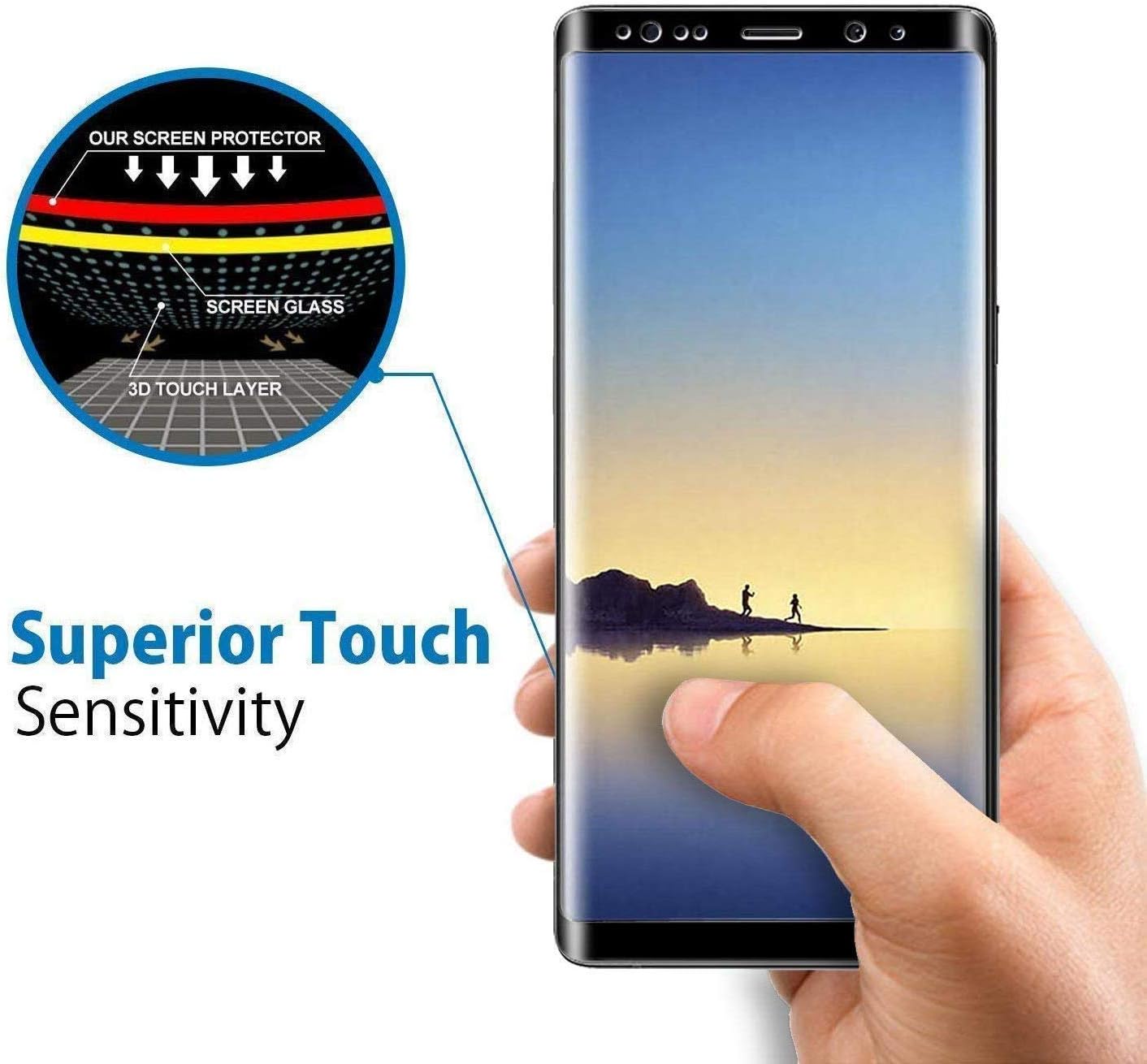 Galaxy Note 8 Screen Protector [2-Pack], Tempered Glass Screen Protector [Case-Friendly][No Bubbles][Easy to Install][Anti Fingerprint] Screen Protector Compatible with Samsung Galaxy Note 8