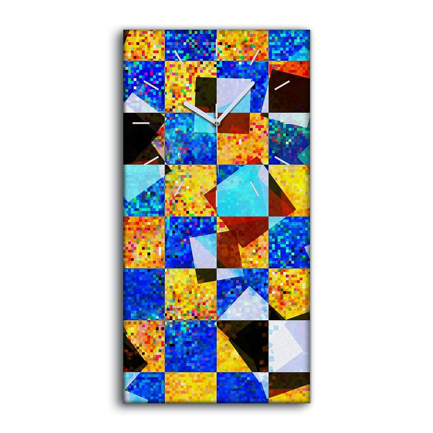 Horloge sur Toile d'Art Moderne Mosaïque 30x60cm Mains Blanches