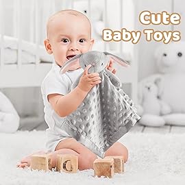 Pro Goleem Loveys for Babies - Soft Security Blanket Baby Snuggle Toy Newborn Stuffed Animals Baby Gifts for Boys and Girls, Grey Bunny 16 Inch
