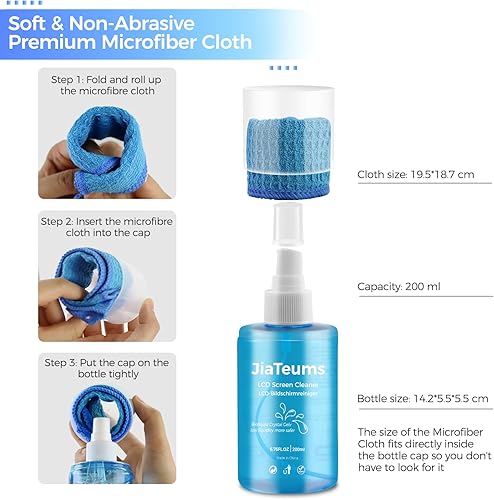 Miniatura 4 de Limpiador de pantalla de automóvil, spray de limpieza antigoteo para computadora portátil con paño para CD LCD, LED, teléfono electrónico, monitor,