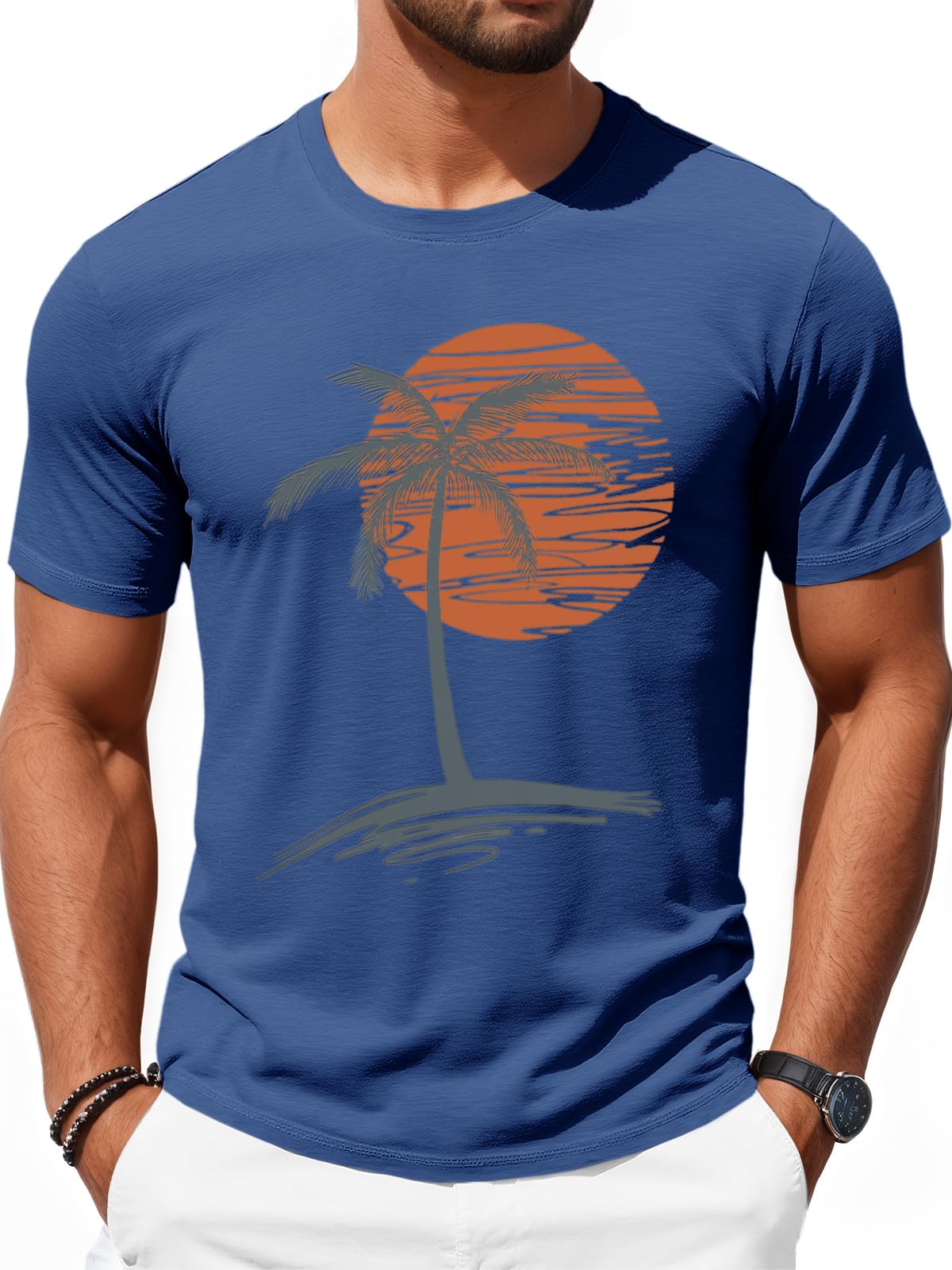 Mens Short Sleeve T-Shirts Graphic Crew Neck Shirt Printed Tees