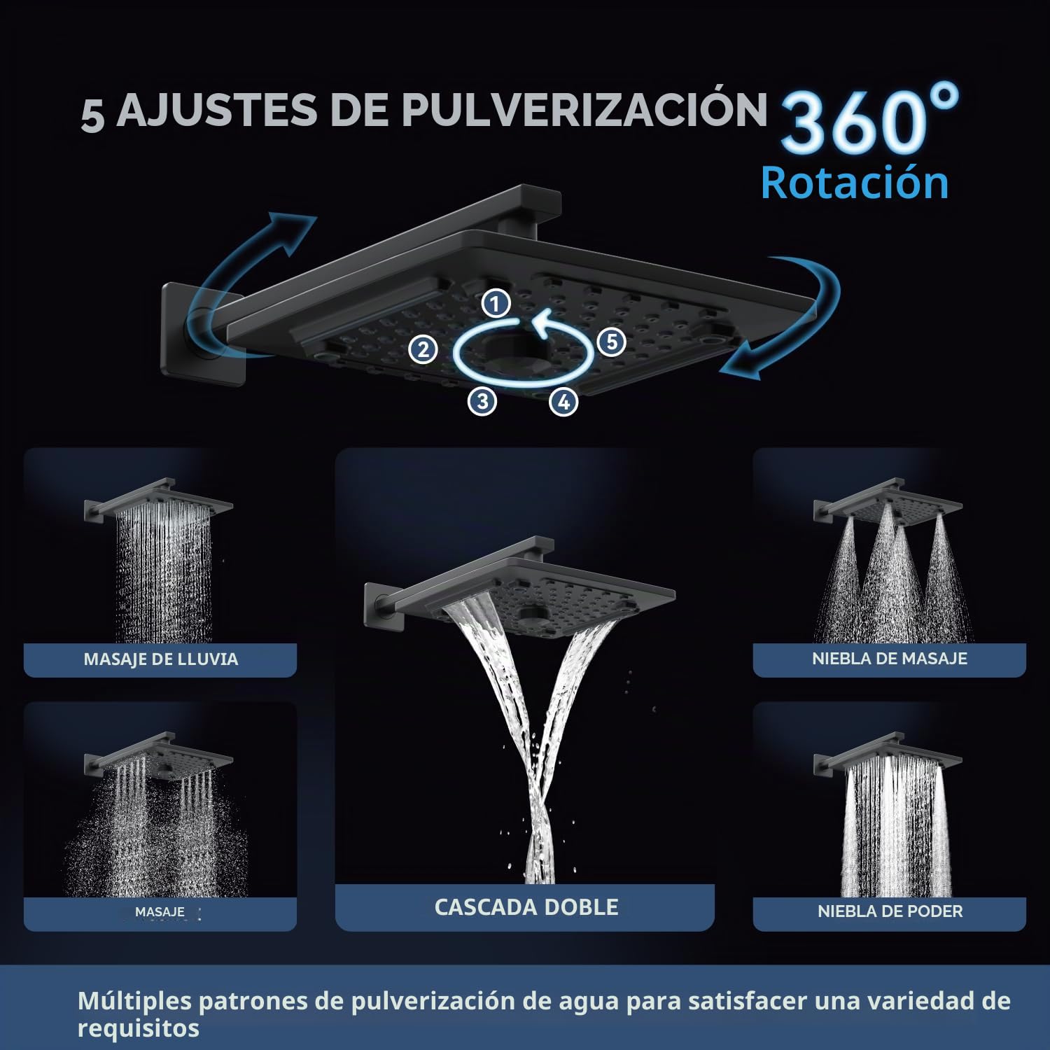 ELLO&ALLO - Grifo de ducha de baño para baño con válvula, cabezal de ducha de lluvia con combo portátil