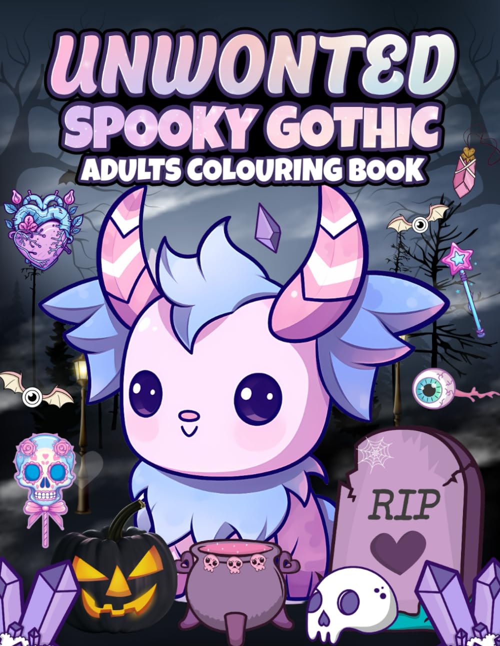 Unwonted Spooky Gothic Adults Colouring Book: 50 Cute, Creepy, Horror, Spooky drawings: Cute Horror Spooky Gothic Colouring Pages for Adults