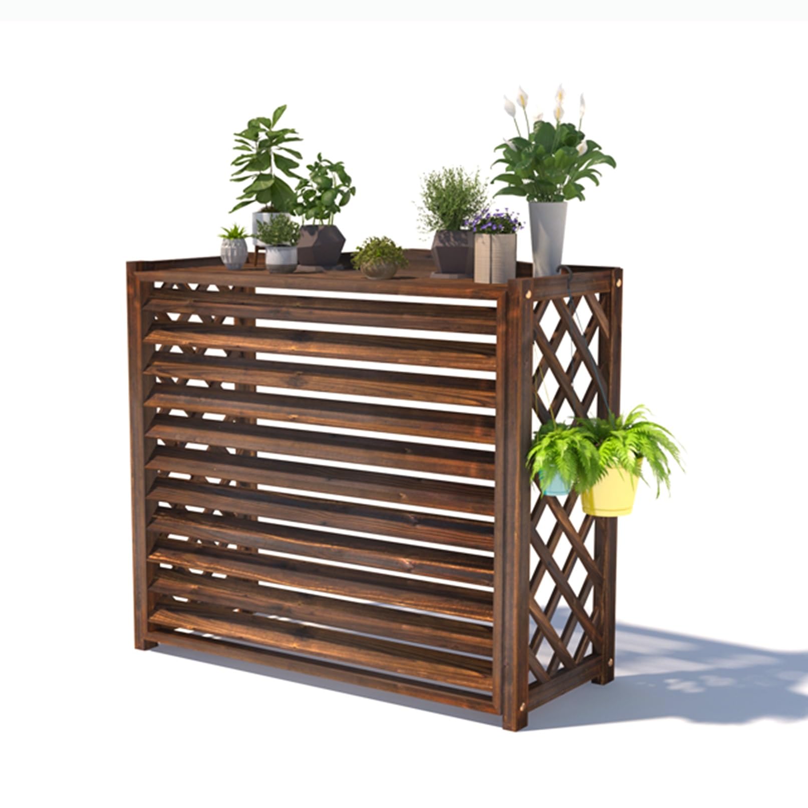 Cubierta para aire acondicionado y enrejado de jardín de madera decorativo