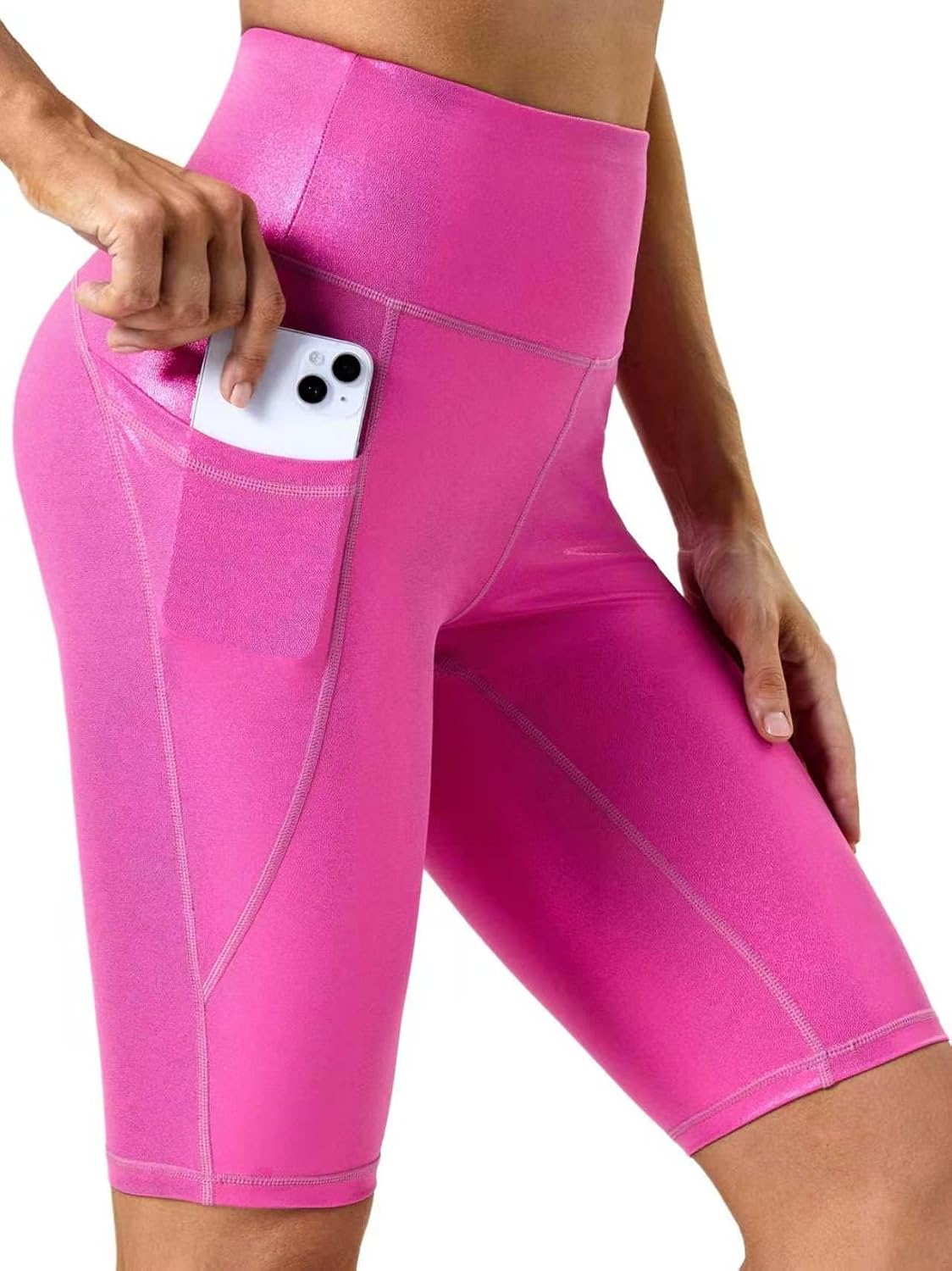 11" Biker Shorts Women with Pockets - Tummy Control Running Workout Gym Yoga Athletic Spandex Long Shorts
