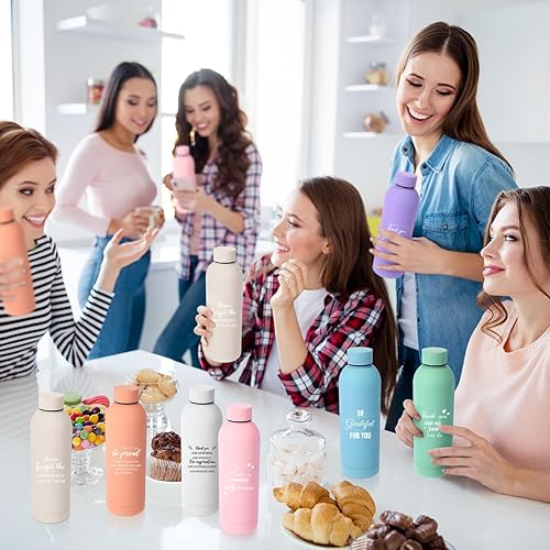 Miniatura 7 de Bokon 10 piezas de regalos de agradecimiento para empleados, botella de agua esmerilada de acero inoxidable de 17 onzas, botella de agua inspiradora
