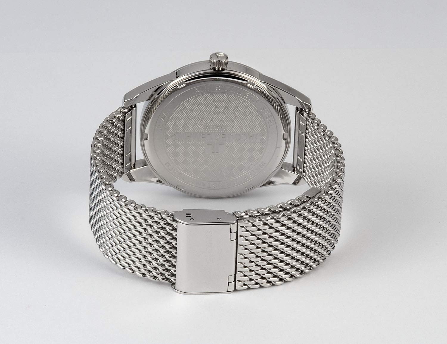 Back view of Jacques Lemans Sport 1-2002H watch showing the mesh band clasp