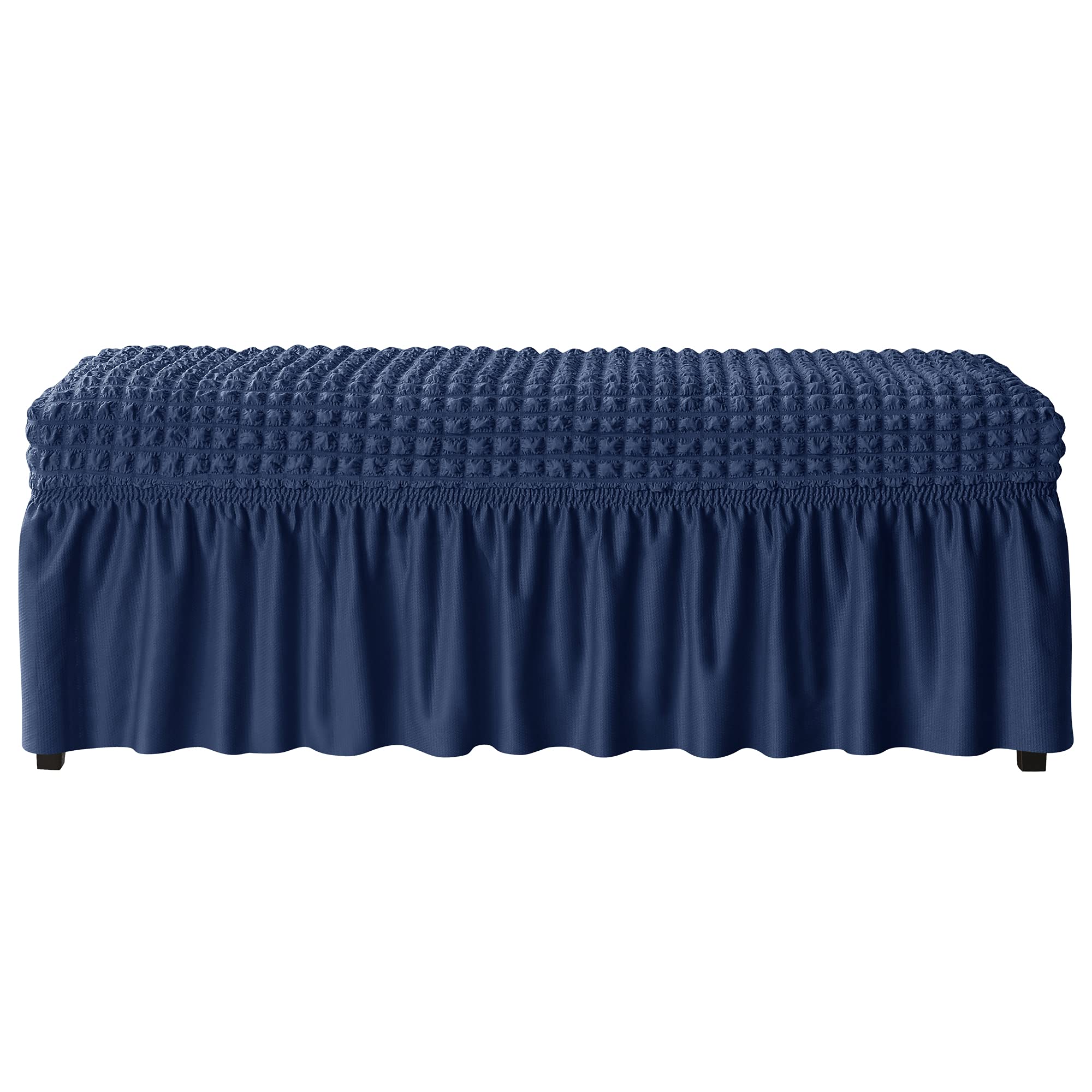 PENDEJATO Dining Room Bench Slipcover, Stretch Bench Covers Soft Bench Protector with Skirt Washable Bench Seat Covers for Living Room Kitchen (Navy,