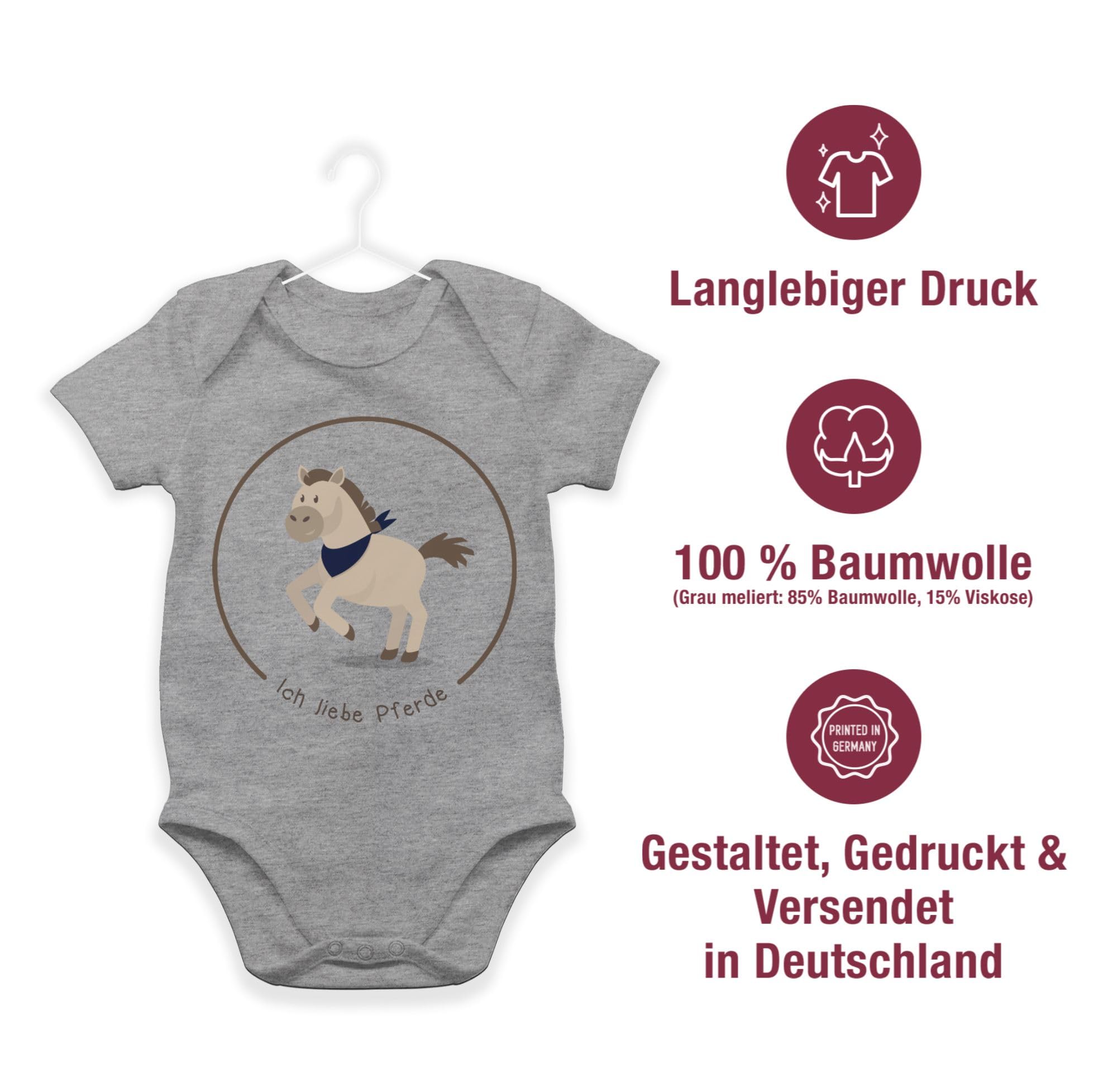 Shirtracer - Baby Body Kurzarm - Ich liebe Pferde I Pferdespruch Geschenk Pferdeliebe I Pferdemädchen