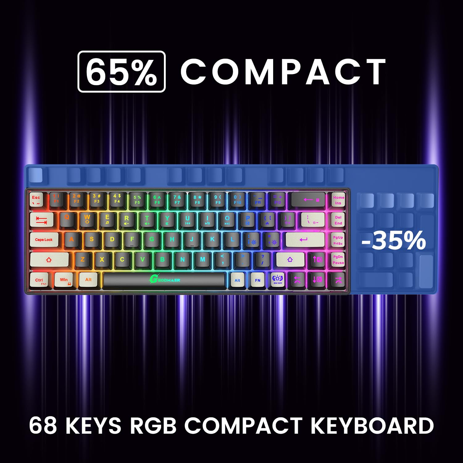 65% Gaming Keyboard and Mouse Combo, RGB Backlit Keyboard + 7200 DPI Gaming Mouse, Ultra-Compact Anti-Ghosting Wired Keyboard and Mouse for PC Laptop Gamer