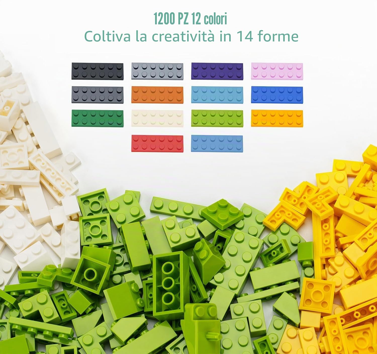 WYSWYG Basic Mattoncini 1200 Pezzi Compatibile con Tutti i Principali Marchi, Adatto per Ragazzi e Ragazze dai 6 Anni in Su