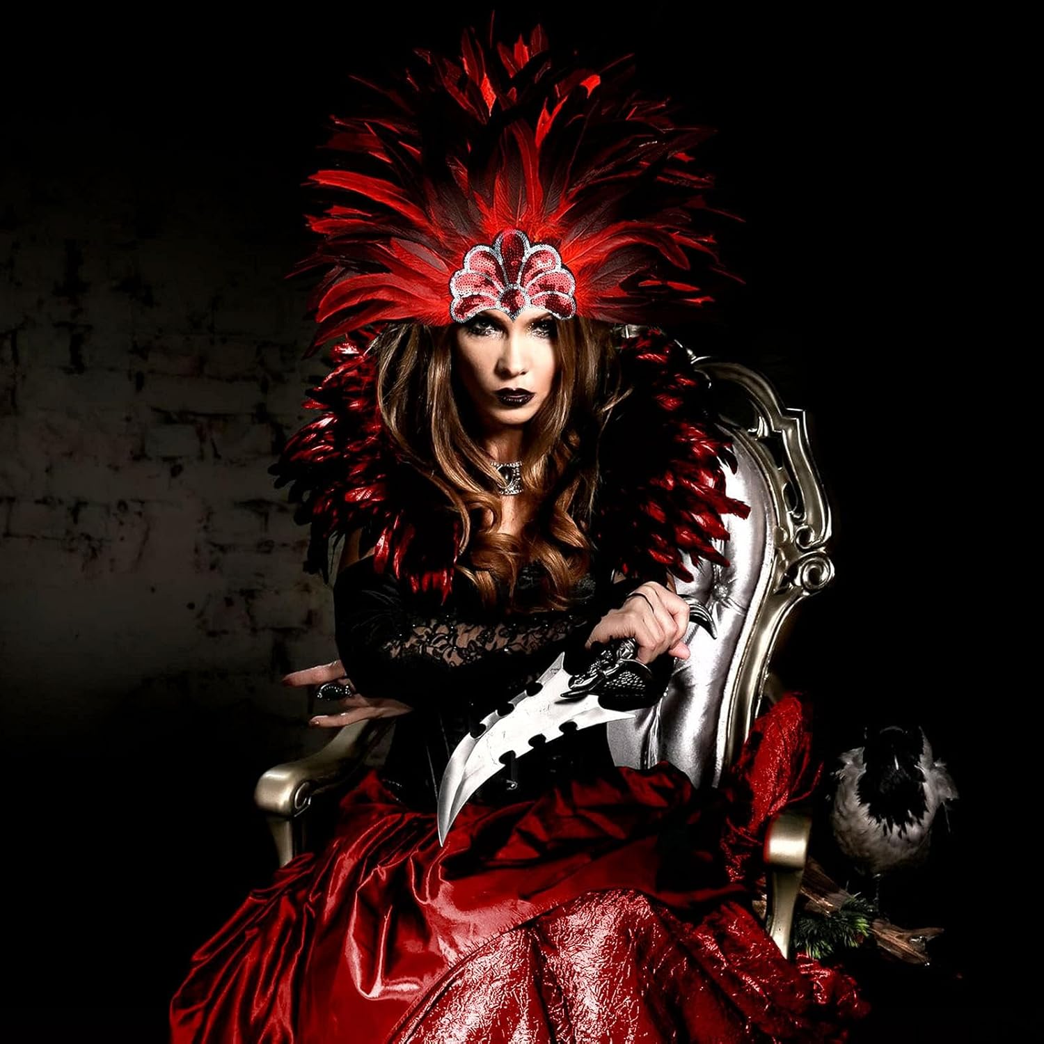 HOMELEX Women's Black Feather Headpiece Carnival Caribbean Headdress Showgirl Accessories - Image 7