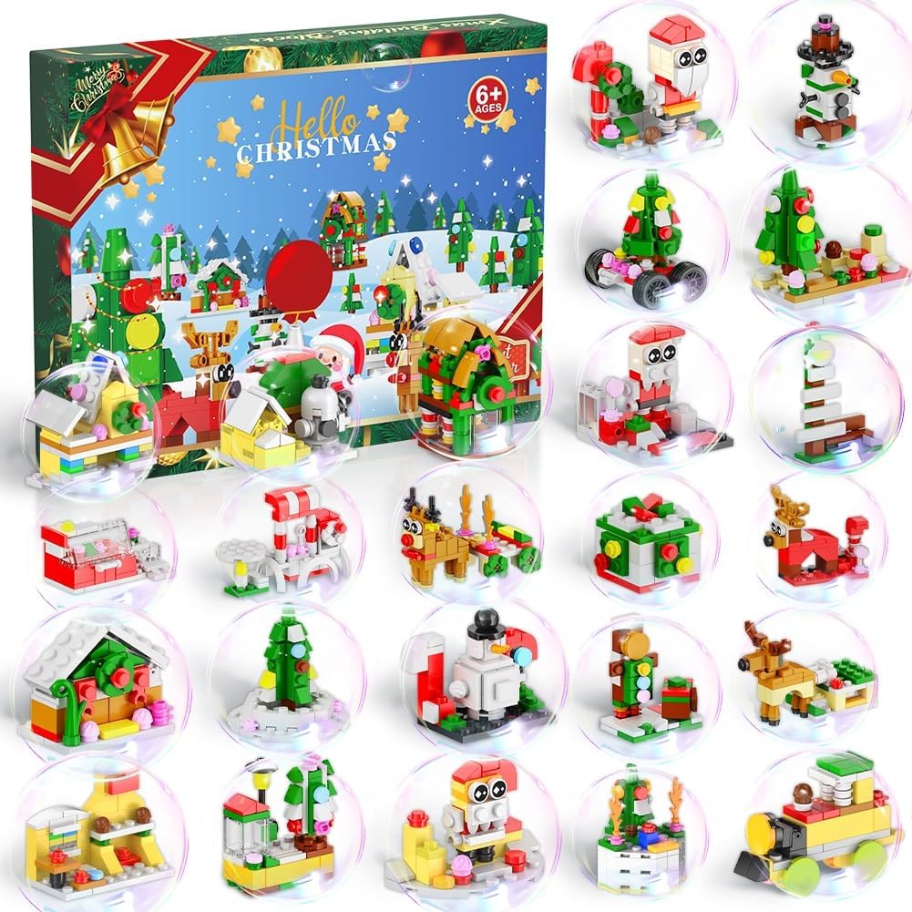 POPJOY Advent Calendar 2025 Christmas Building Blocks Set 1144 Pcs, 24 Mini Sets Or