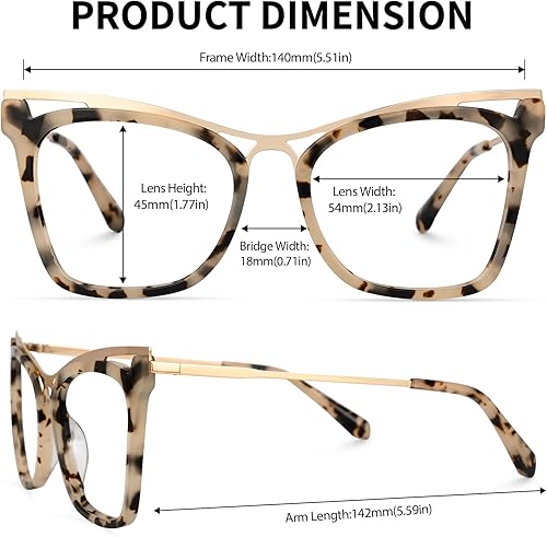 Miniatura 9 de Zeelool Elegante gafas de ojo de gato de gran tamaño con lente transparente gafas de metal para mujeres Kaedra ZJGX520498