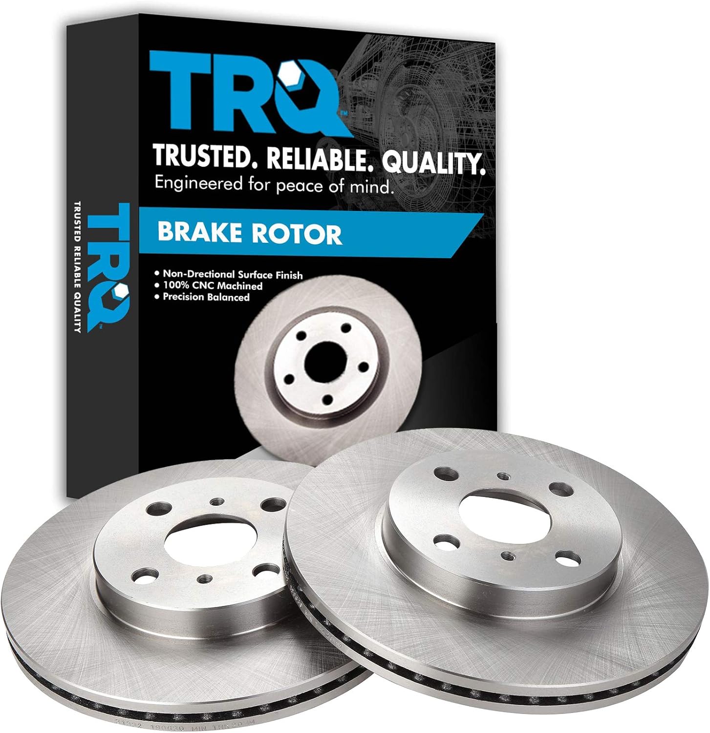 TRQ Front Brake Rotors Set Vented Compatible with 2004-2006 Scion xA xB