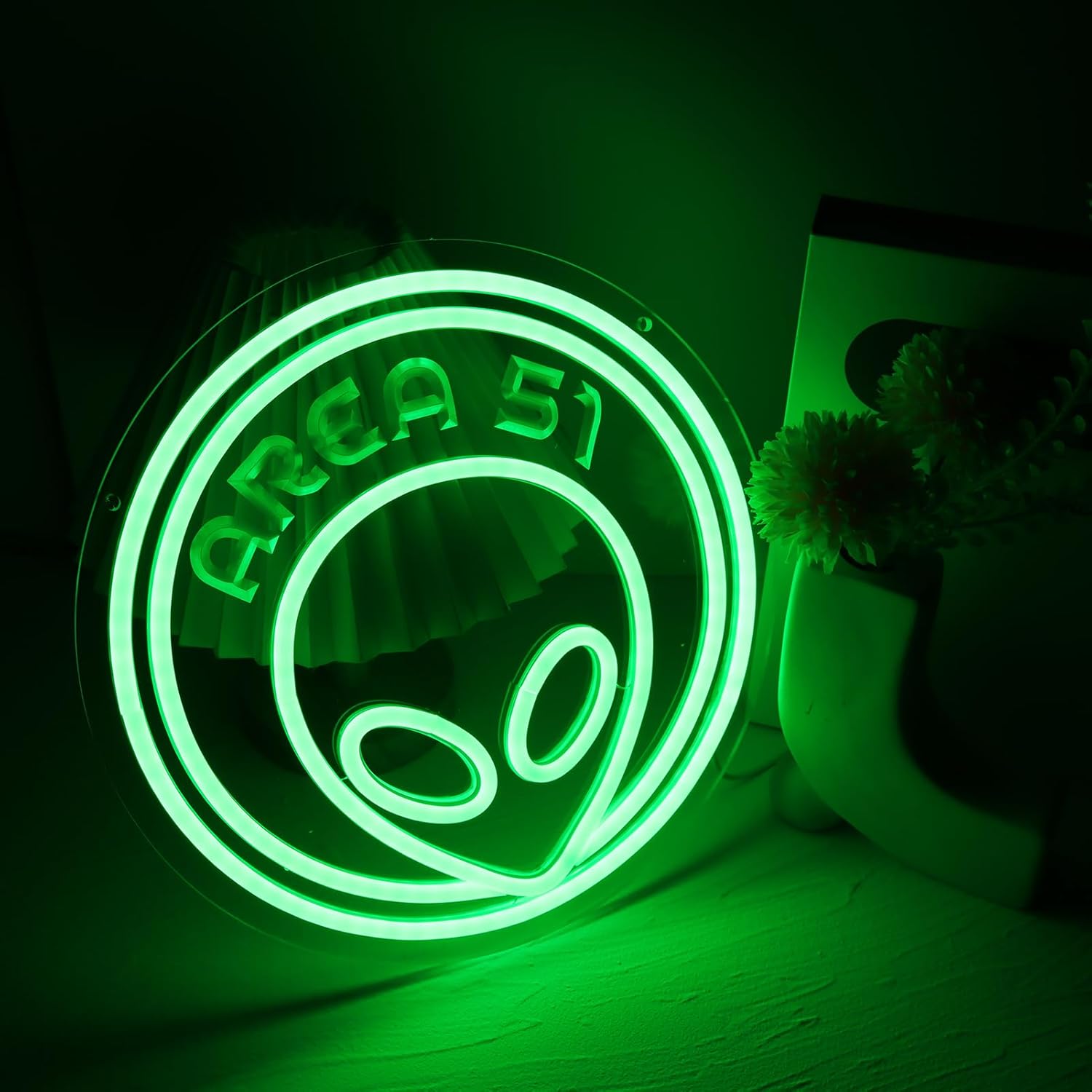 AREA Fifty-One Neon Sign Alien Neon Light USB Powered 3D Art Carving Design NeonLED Desktop Wall Decoration Various Parties Decoration Of Business Premises