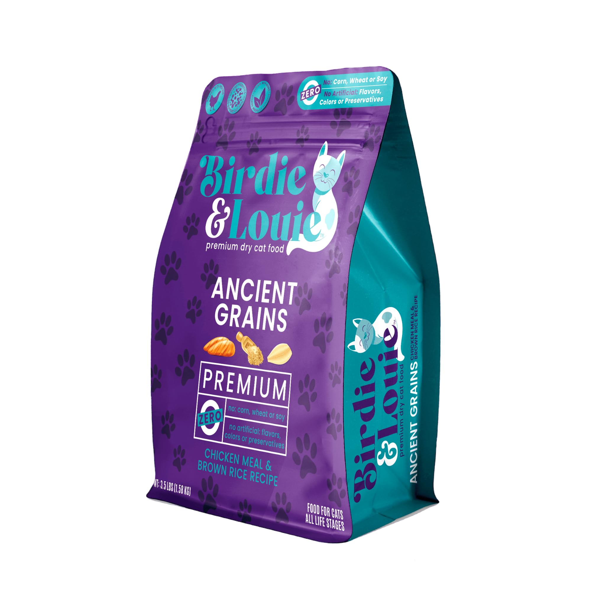 Birdie & Louie, Cat Food Dry Chicken N Rice, 56 Ounce
