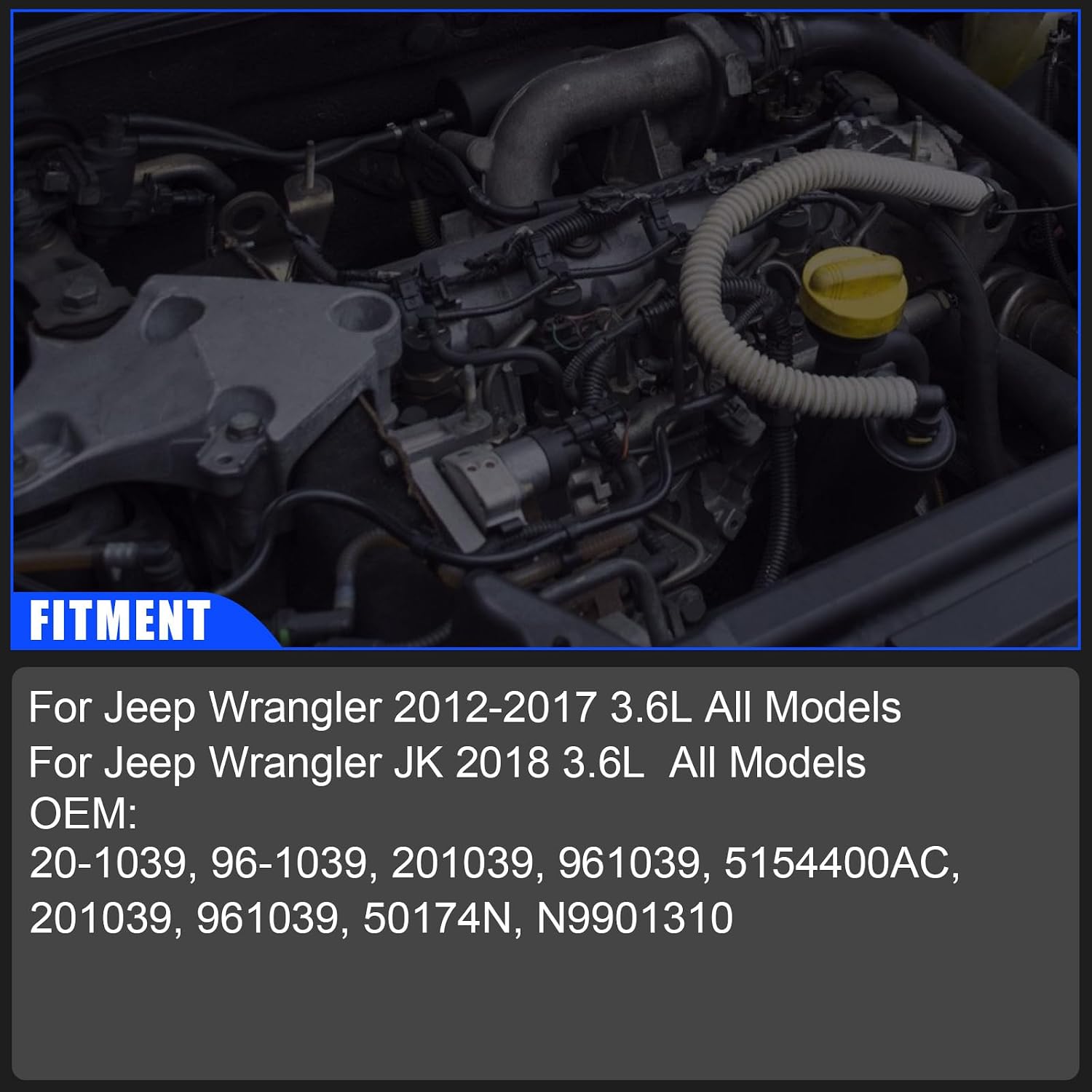 20-1039 Power Steering Pump with Pulley, For Jeep Wrangler 2012-2017 3.6L, For Wrangler JK 2018 3.6L, Replace# 96-1039 50174N N9901310