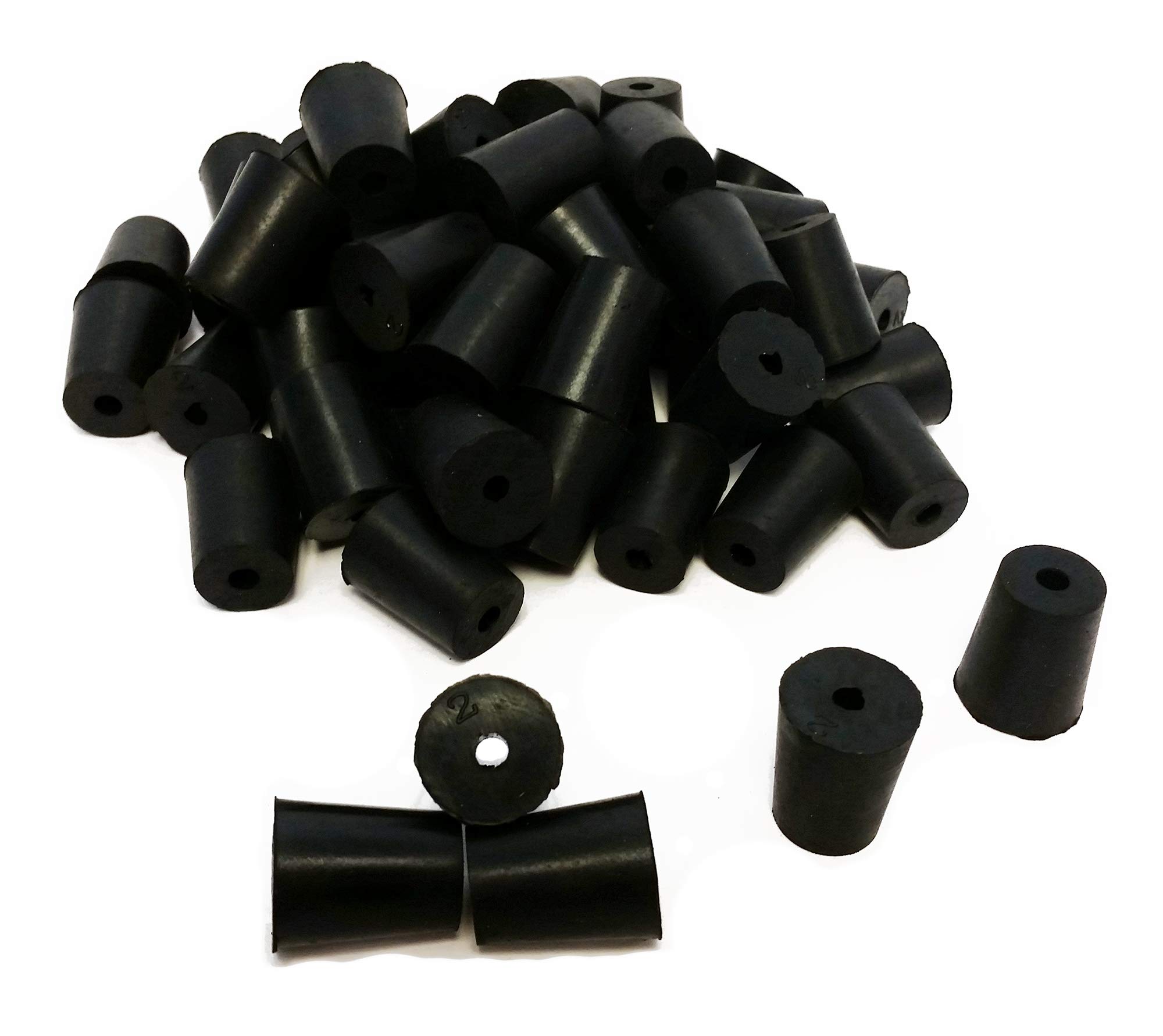 RS-2-1 Rubber Stoppers, Size 2, Drilled 1-Hole (1-Pound Pack),Black
