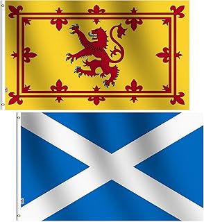 Rhungift Scotland Rampant Lion Flag 3x5 Ft, Moderate-Outdoor Both Sides 100D Polyester,Canvas Header and Double Stitched - Brass Grommets for Easy Display,3' x 5' Scottish Rampant Lion Flags