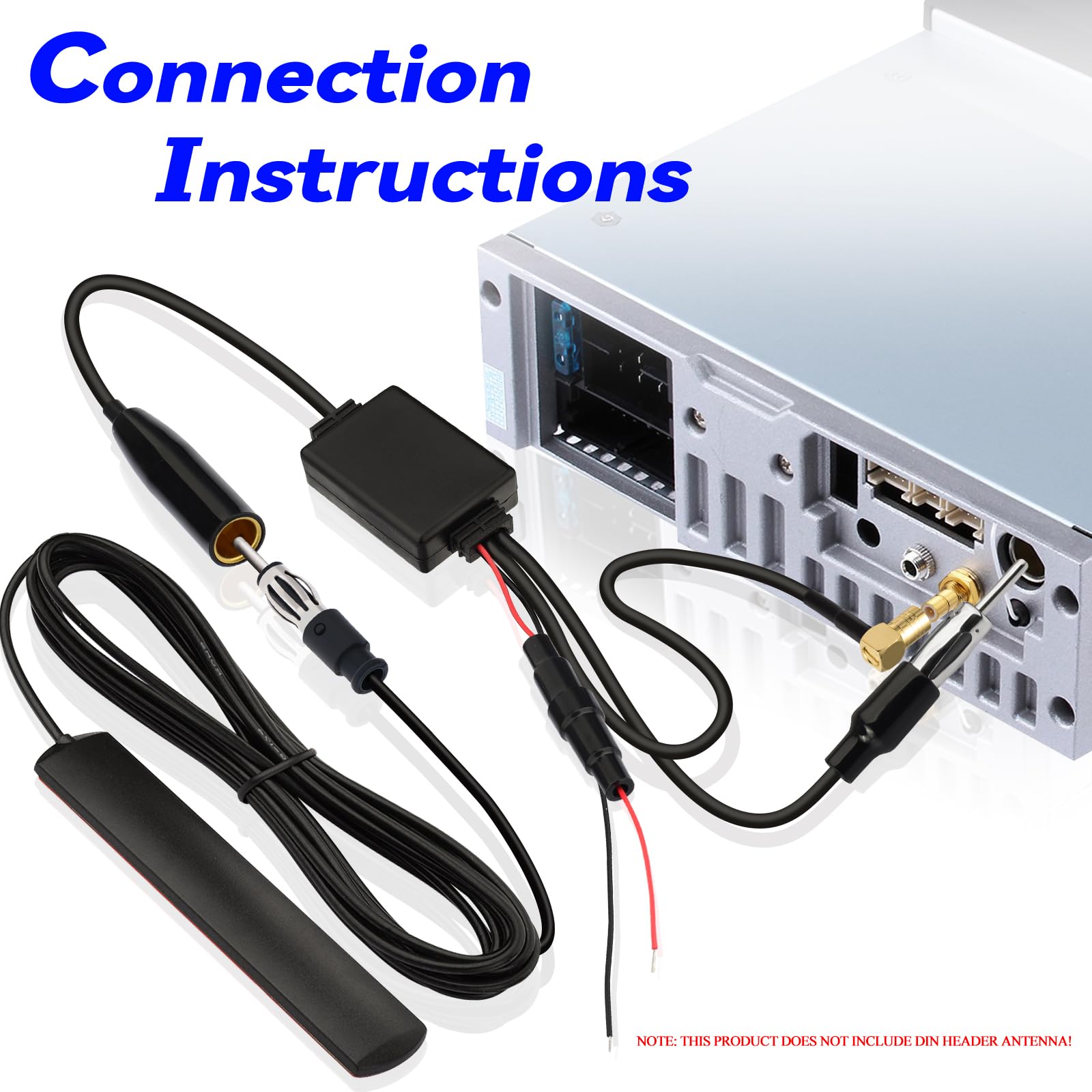 Eightwood DAB splitter DAB Antennesplitter met signaalversterker SMB naar DIN Adapter AM/FM-antenne Compatibel voor autoradio FM Radio Blaupunkt TechniSat Pioneer Sony Kenwood Alpine