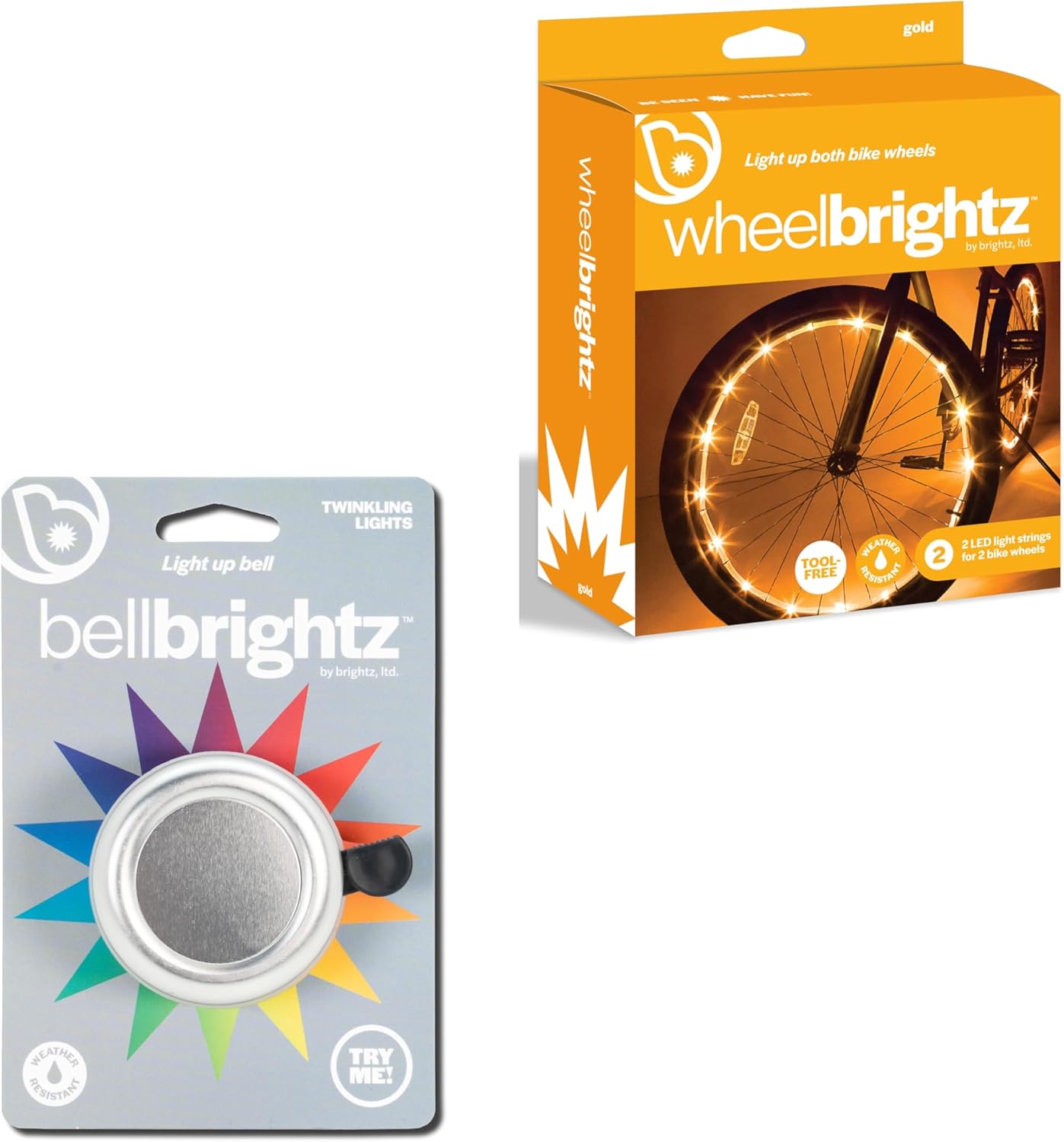 Brightz BellBrightz LED Light Up Bike Bell & WheelBrightz LED Bike Wheel Lights Bundle - Fun, Colorful, and Safe Bicycle Accessories for Kids and Adults - Easy to Install, Durable, & Weather-Resistant