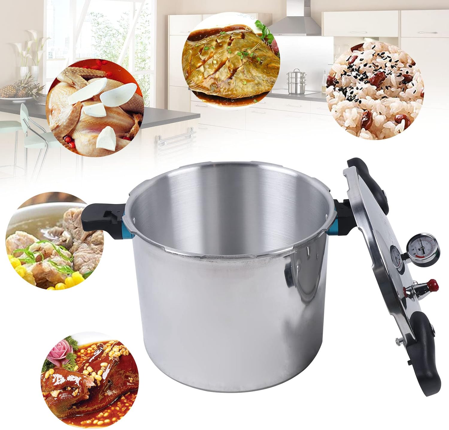 NG NOPTEG 23 Quart Pressure Canner Cooker, Built-In Digital Pressure Gauge,Aluminum Explosion Proof Pressure Cookers Canners for Gas Stove,Delivery From Us Warehouse