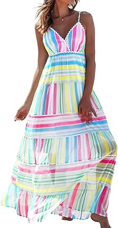 Urbann Vibe Chic Long Maxi Dress Sleeveless Spaghetti Strap U Neck Natural Black Print For Women