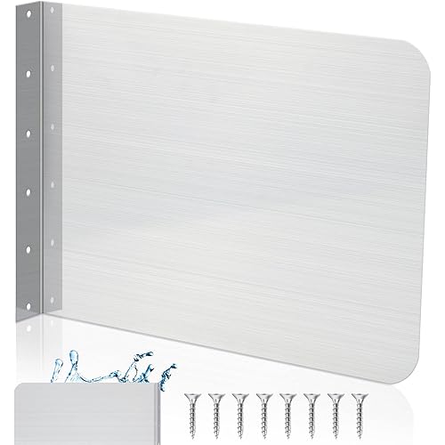 Stainless Steel Side Splash Guard Stainless Steel Wall Mount Splash Guard with Screws Splash Guard for Sink Bathroom Sink Side Splash Sink Splash Protector for Kitchen Restaurant Supply (17 x 12 Inch)