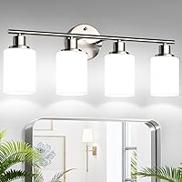 Vista 21 de Accesorios de iluminación de baño de 5 luces, luces de tocador modernas negras con pantalla de vidrio transparente, lámpara de pared de baño