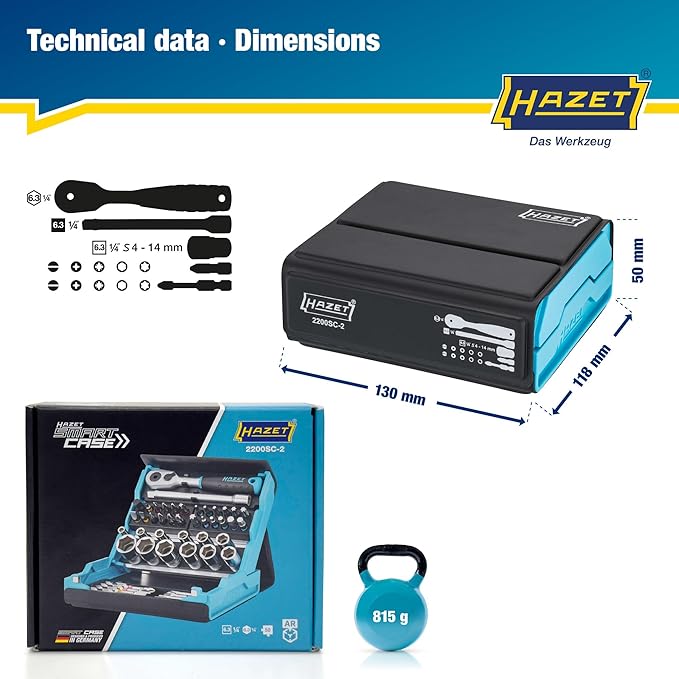 Set de Herramientas HAZET Smartcase 2200SC-2, 50 Piezas, Maletín miniatura 2