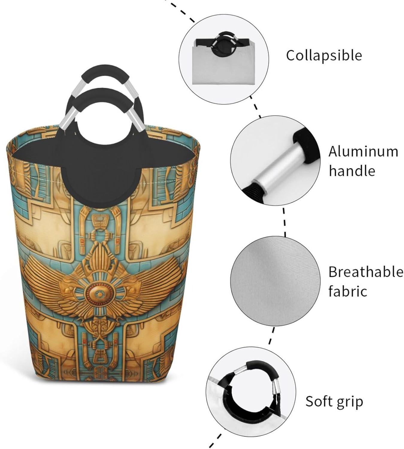 Egyptian fresco Square storage bag 50L, suitable for multiple scenes, foldable dirty clothes storage basket.